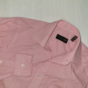 Donald J Trump Signature Collection Pink White Stripes Long Sleeve Button Down